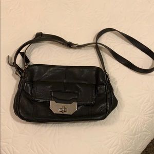 B. Makowsky Black Leather Cross-Body Purse